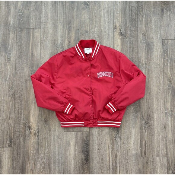 Cult Favorite Basics Brooklyn Red Jacket Medium Snap Closure Varsity M - Picture 2 of 5